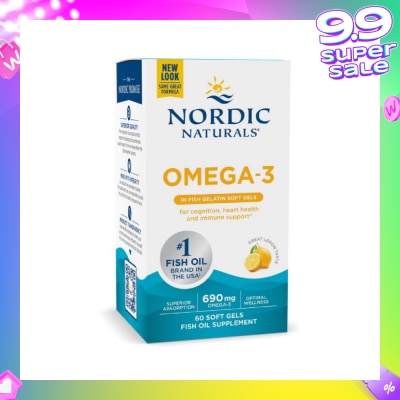 NORDIC NATURALS Ultimate Omega-3 Dietary Supplement Lemon Flavour Softgels (For Pescatarian & Restricted Diets) 60s