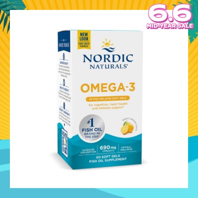 NORDIC NATURALS Ultimate Omega-3 Dietary Supplement Lemon Flavour Softgels (For Pescatarian & Restricted Diets) 60s
