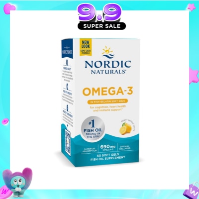 NORDIC NATURALS - Ultimate Omega-3 Dietary Supplement Lemon Flavour Softgels (For Pescatarian & Restricted Diets) 60s image