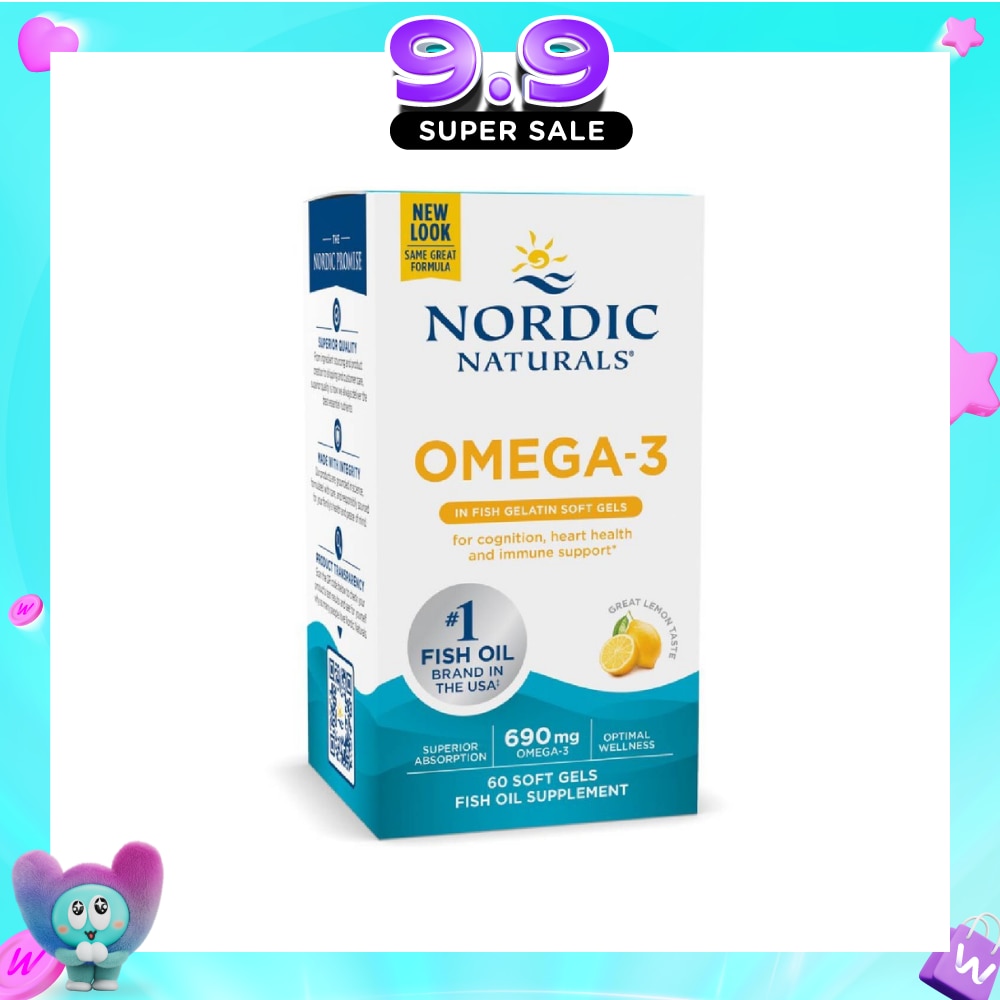 Ultimate Omega-3 Dietary Supplement Lemon Flavour Softgels (For Pescatarian & Restricted Diets) 60s image
