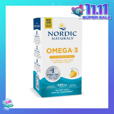 NORDIC NATURALS Ultimate Omega-3 Dietary Supplement Lemon Flavour Softgels (For Pescatarian & Restricted Diets) 60s
