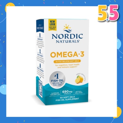 NORDIC NATURALS Ultimate Omega-3 Dietary Supplement Lemon Flavour Softgels (For Pescatarian & Restricted Diets) 60s