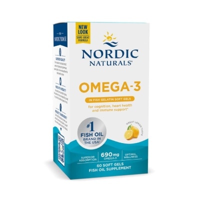 NORDIC NATURALS Ultimate Omega-3 Dietary Supplement Lemon Flavour Softgels (For Pescatarian & Restricted Diets) 60s