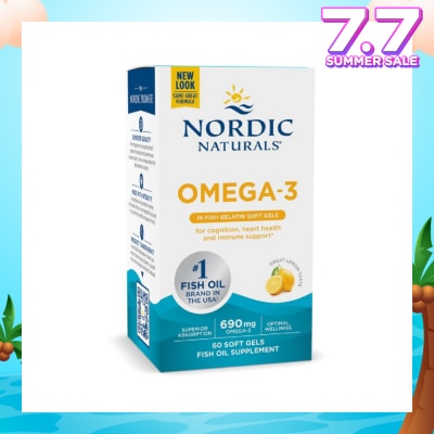 NORDIC NATURALS Ultimate Omega-3 Dietary Supplement Lemon Flavour Softgels (For Pescatarian & Restricted Diets) 60s