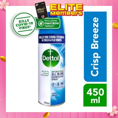 DETTOL Anti-Bacterial Disinfectant Spray Crisp Breeze (Kills 99.9% Germs) 450ml