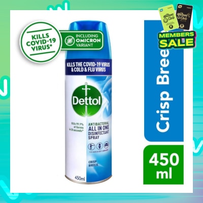 DETTOL Anti-Bacterial Disinfectant Spray Crisp Breeze (Kills 99.9% Germs) 450ml