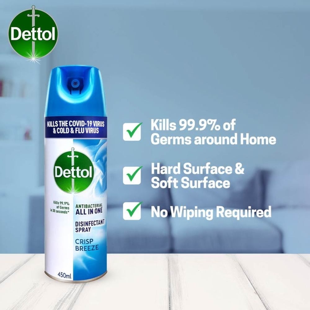 Anti-Bacterial Disinfectant Spray Crisp Breeze (Kills 99.9% Germs) 450ml