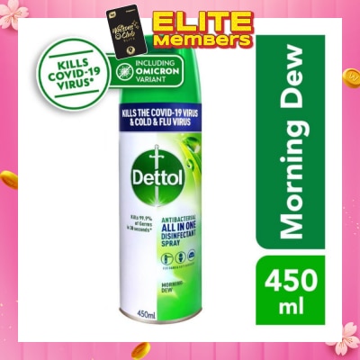 DETTOL Anti-Bacterial Disinfectant Spray Morning Dew (Kills 99.9% Germs) 450ml