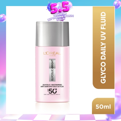 L'OREAL PARIS SKINCARE - Glycolic-Bright Anti-Dark Spot Daily UV Fluid SPF 50+ PA++++ (To Reduce Dark Spots & Prevents Dark Spot Reappearance) 50ml