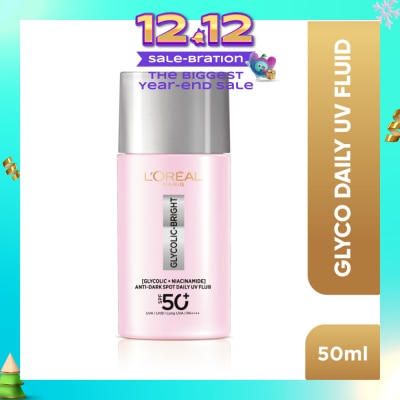 L'OREAL PARIS SKINCARE Glycolic-Bright Anti-Dark Spot Daily UV Fluid SPF 50+ PA++++ (To Reduce Dark Spots & Prevents Dark Spot Reappearance) 50ml