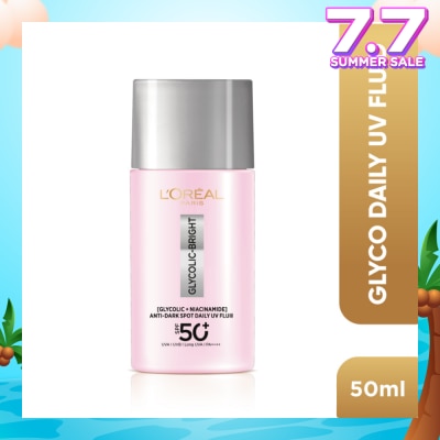 L'OREAL PARIS SKINCARE Glycolic-Bright Anti-Dark Spot Daily UV Fluid SPF 50+ PA++++ (To Reduce Dark Spots & Prevents Dark Spot Reappearance) 50ml