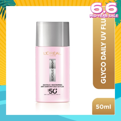 L'OREAL PARIS SKINCARE Glycolic-Bright Anti-Dark Spot Daily UV Fluid SPF 50+ PA++++ (To Reduce Dark Spots & Prevents Dark Spot Reappearance) 50ml