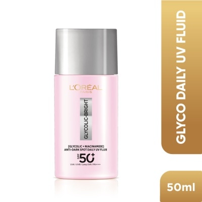 L'OREAL PARIS SKINCARE Glycolic-Bright Anti-Dark Spot Daily UV Fluid SPF 50+ PA++++ (To Reduce Dark Spots & Prevents Dark Spot Reappearance) 50ml