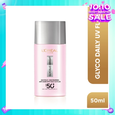L'OREAL PARIS SKINCARE Glycolic-Bright Anti-Dark Spot Daily UV Fluid SPF 50+ PA++++ (To Reduce Dark Spots & Prevents Dark Spot Reappearance) 50ml