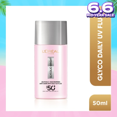 L'OREAL PARIS SKINCARE Glycolic-Bright Anti-Dark Spot Daily UV Fluid SPF 50+ PA++++ (To Reduce Dark Spots & Prevents Dark Spot Reappearance) 50ml