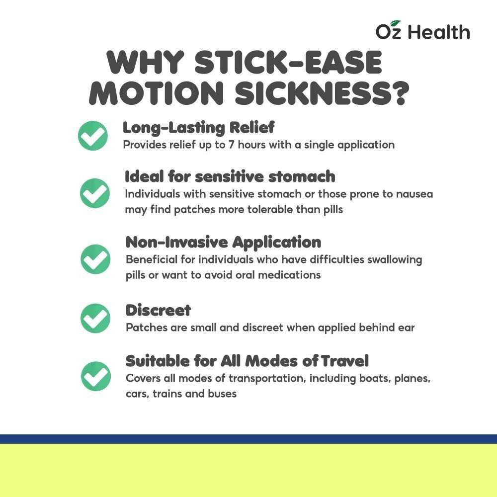 Stick-Ease! Motion Sickness Patche (Non-Drowsy, Fast Acting & One Time Use) 28s