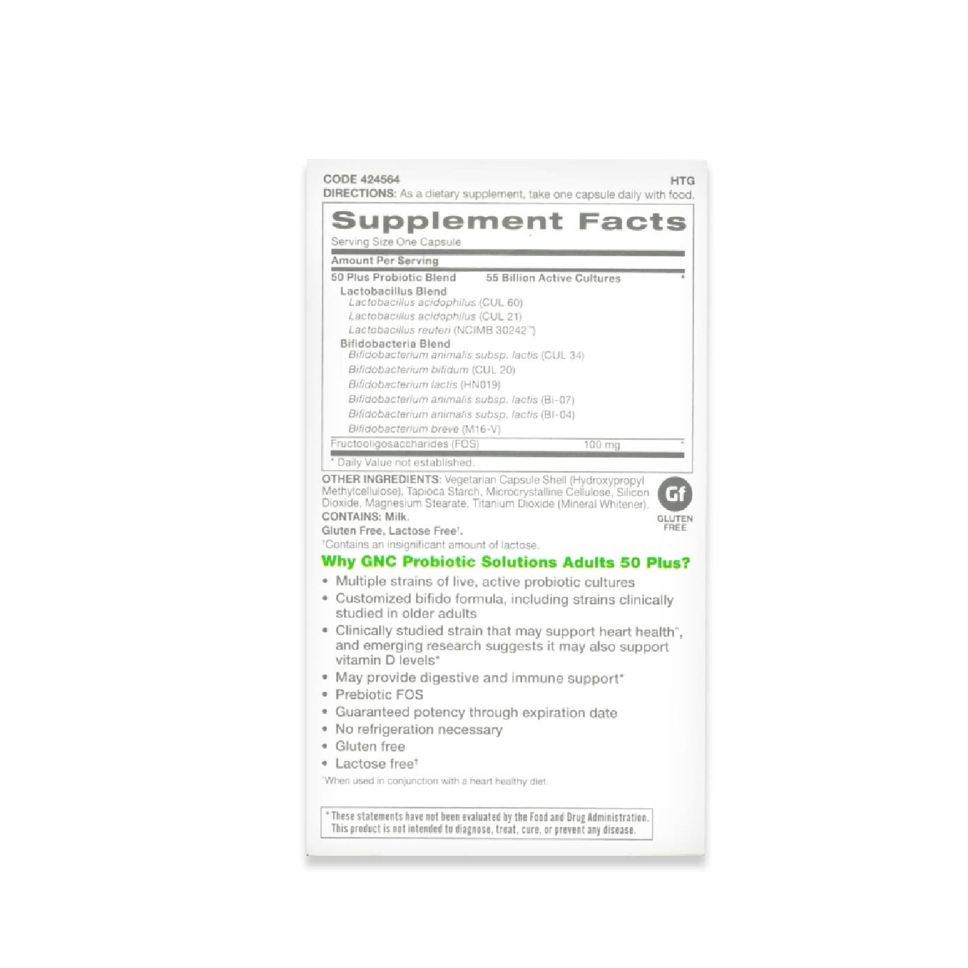 Probiotic Solutions 55 Billion CFUs Adults 50 Plus Vegetarian Capsule 30s