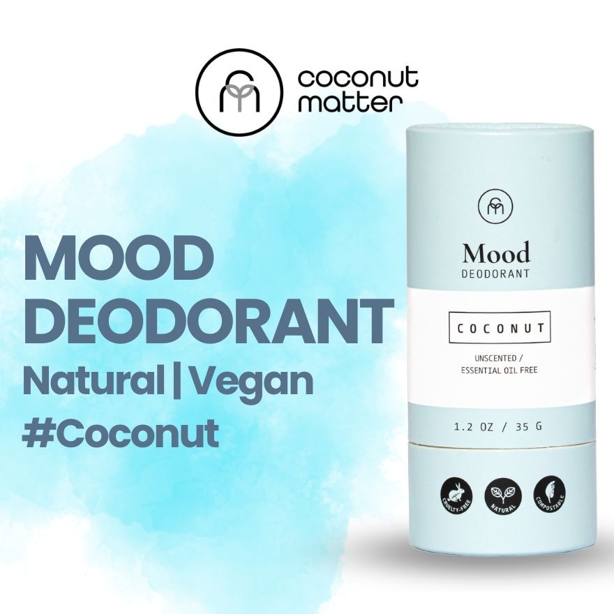 Mood All-Natural Vegan Unscented Deodorant Coconut (To Nourishes & Improves Skin Health, & No Stinky Odour) 35g