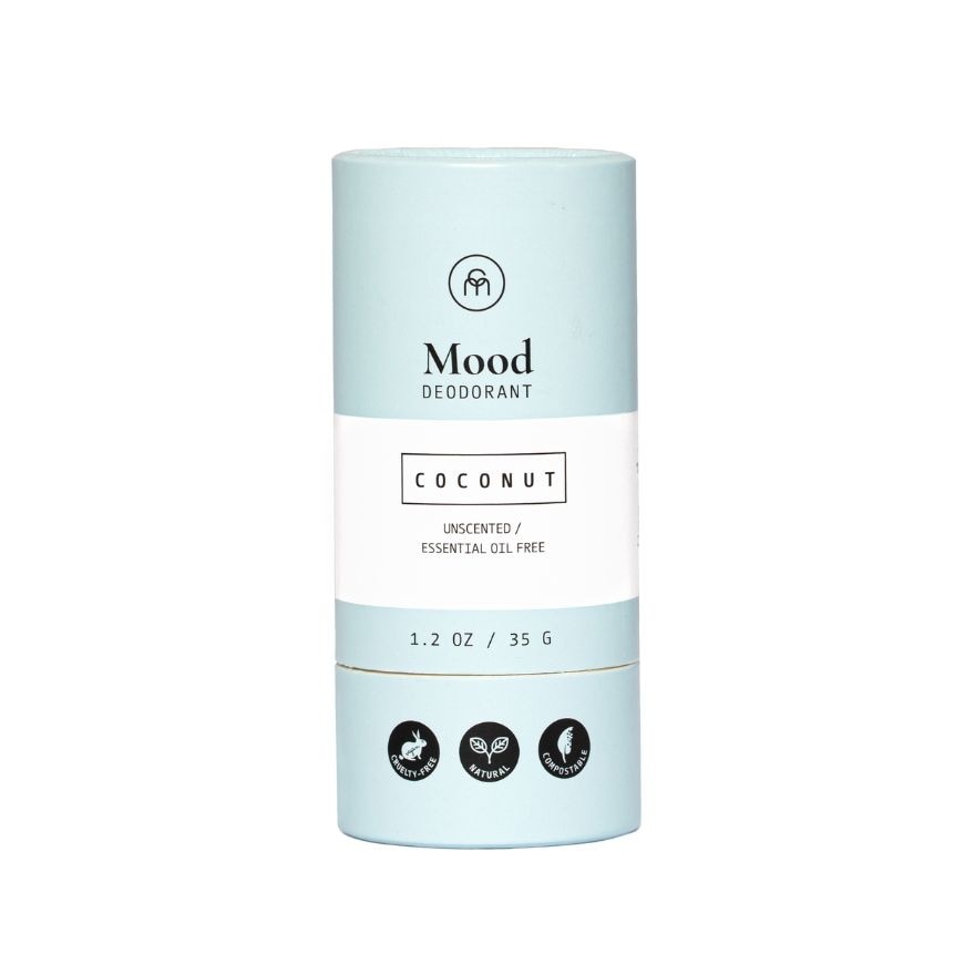 Mood All-Natural Vegan Unscented Deodorant Coconut (To Nourishes & Improves Skin Health, & No Stinky Odour) 35g