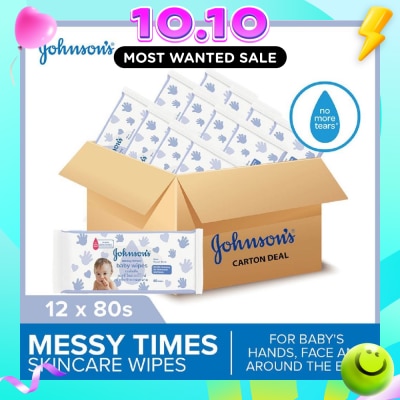 JOHNSON'S Baby Messy Times Baby Wipes (Suitable Use For Baby's Hands Face And Around The Eyes) 80s x 12 packs (per carton) image