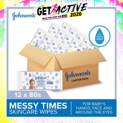 JOHNSON'S Baby - Messy Times Baby Wipes (Suitable Use For Baby's Hands Face And Around The Eyes) 80s x 12 packs (per carton) image