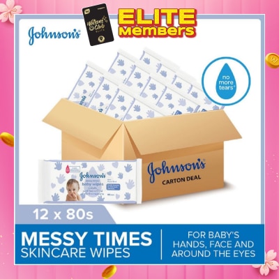 JOHNSON'S Baby Messy Times Baby Wipes (Suitable Use For Baby's Hands Face And Around The Eyes) 80s x 12 packs (per carton)