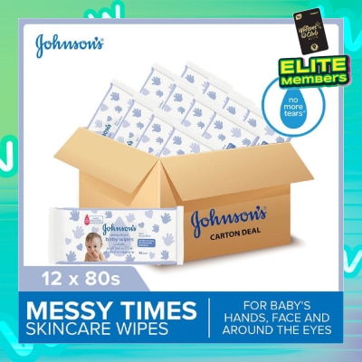 JOHNSON'S Baby Messy Times Baby Wipes (Suitable Use For Baby's Hands Face And Around The Eyes) 80s x 12 packs (per carton)