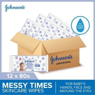 JOHNSON'S BABY Messy Times Baby Wipes (Suitable Use For Baby's Hands Face And Around The Eyes) 80s x 12 packs (per carton)