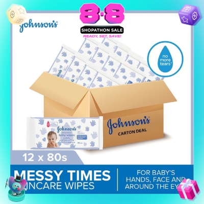 JOHNSON'S Baby - Messy Times Baby Wipes (Suitable Use For Baby's Hands Face And Around The Eyes) 80s x 12 packs (per carton)