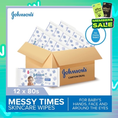 JOHNSON'S Baby Messy Times Baby Wipes (Suitable Use For Baby's Hands Face And Around The Eyes) 80s x 12 packs (per carton)