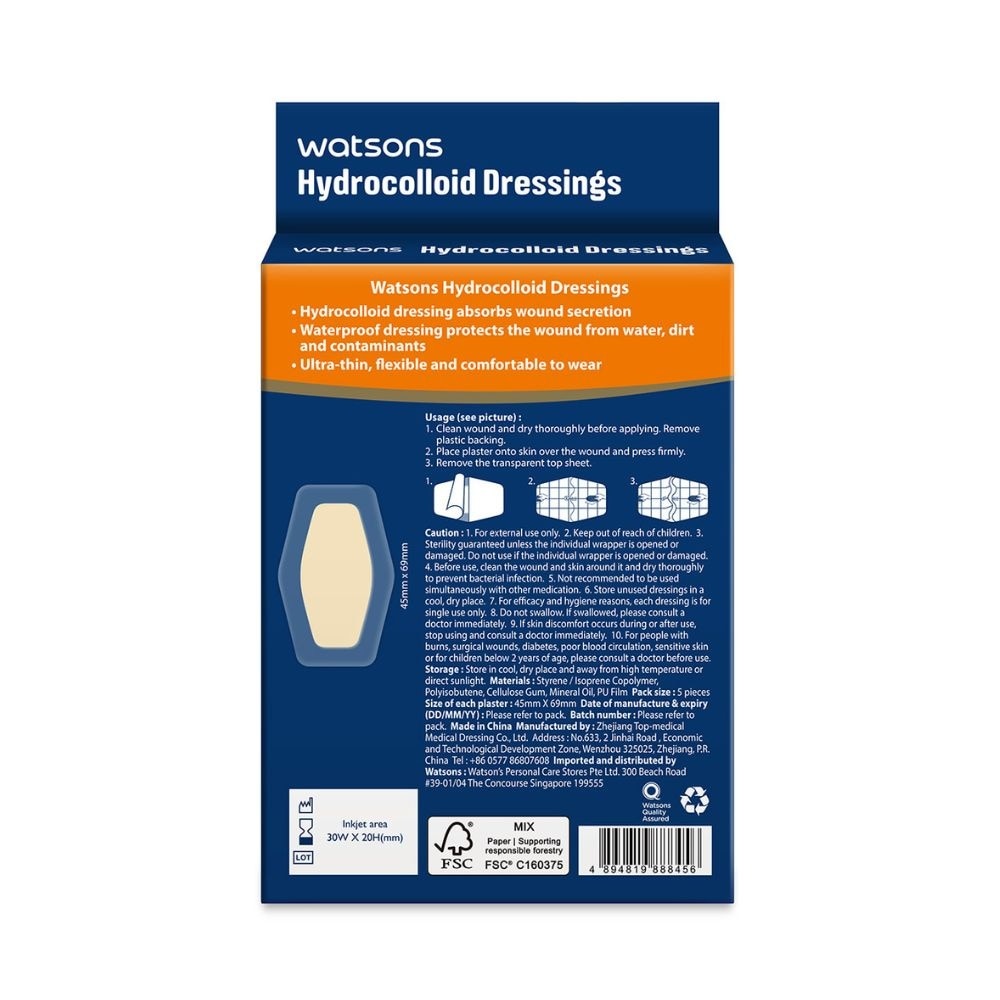 Hydrocolloid Dressings 45mm x 69mm 5s