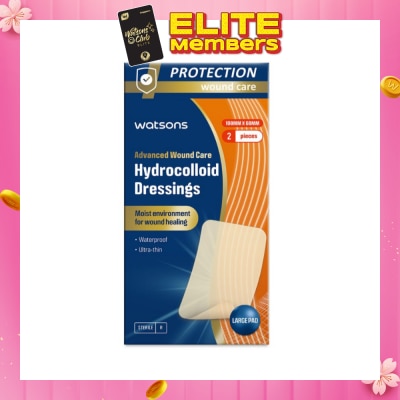 WATSONS Hydrocolloid Dressings 100mm x 60mm 2s