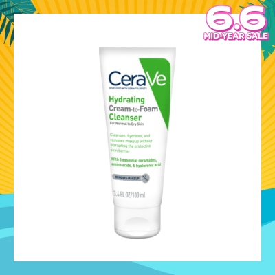 CERAVE Hydrating Cream To Foam Cleanser (For Normal To Dry Skin) 100ml