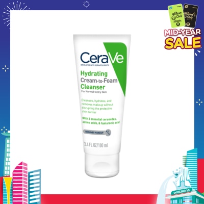 CERAVE Hydrating Cream To Foam Cleanser (For Normal To Dry Skin) 100ml