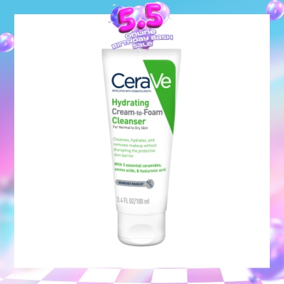 CERAVE - Hydrating Cream To Foam Cleanser (For Normal To Dry Skin) 100ml