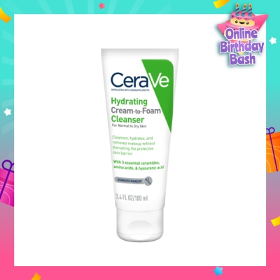CERAVE Hydrating Cream To Foam Cleanser (For Normal To Dry Skin) 100ml