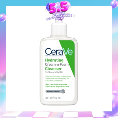 CERAVE - Hydrating Cream To Foam Cleanser (For Normal To Dry Skin) 236ml