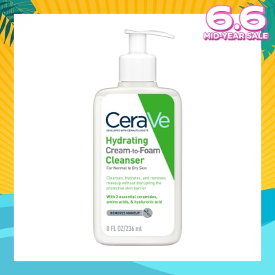 CERAVE Hydrating Cream To Foam Cleanser (For Normal To Dry Skin) 236ml