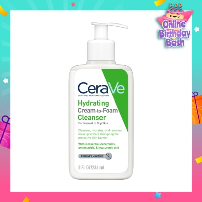 CERAVE Hydrating Cream To Foam Cleanser (For Normal To Dry Skin) 236ml