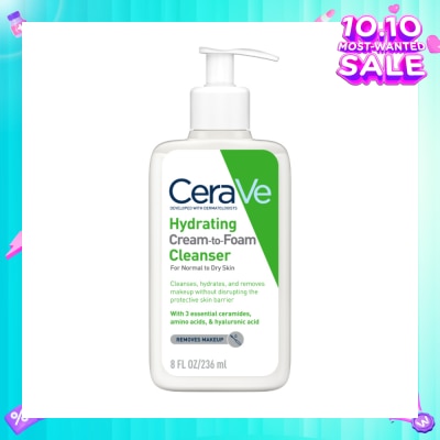 CERAVE Hydrating Cream To Foam Cleanser (For Normal To Dry Skin) 236ml