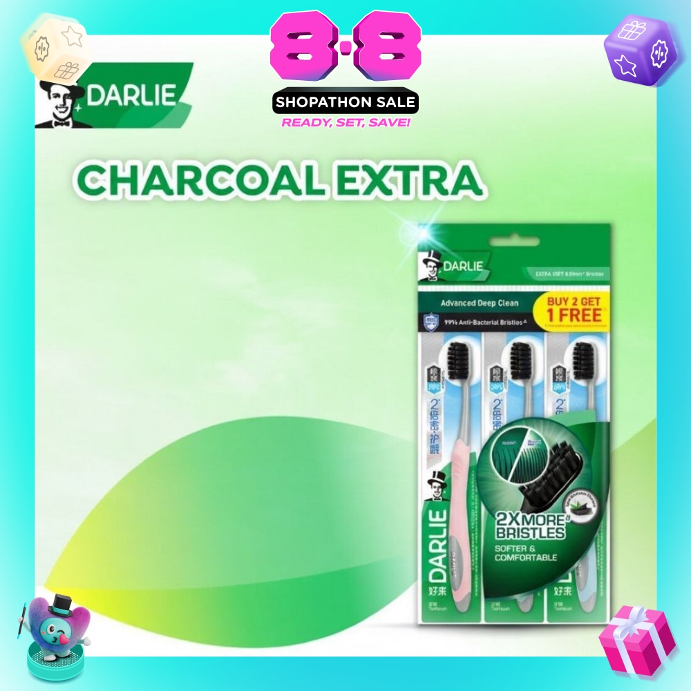 Charcoal Extra Anti Bacterial Gum Care Toothbrush (Soft) Value Pack 3s