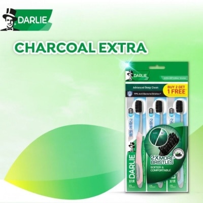 DARLIE Charcoal Extra Anti Bacterial Gum Care Toothbrush (Soft) Value Pack 3s