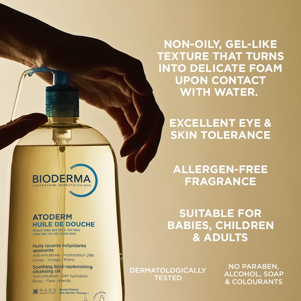 Atoderm Huile de douche Anti-Irritation Face & Body Cleansing Shower Oil (Very Dry Eczema-Prone Skin) 1L
