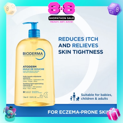 BIODERMA - Atoderm Huile de douche Anti-Irritation Face & Body Cleansing Shower Oil (Very Dry Eczema-Prone Skin) 1L