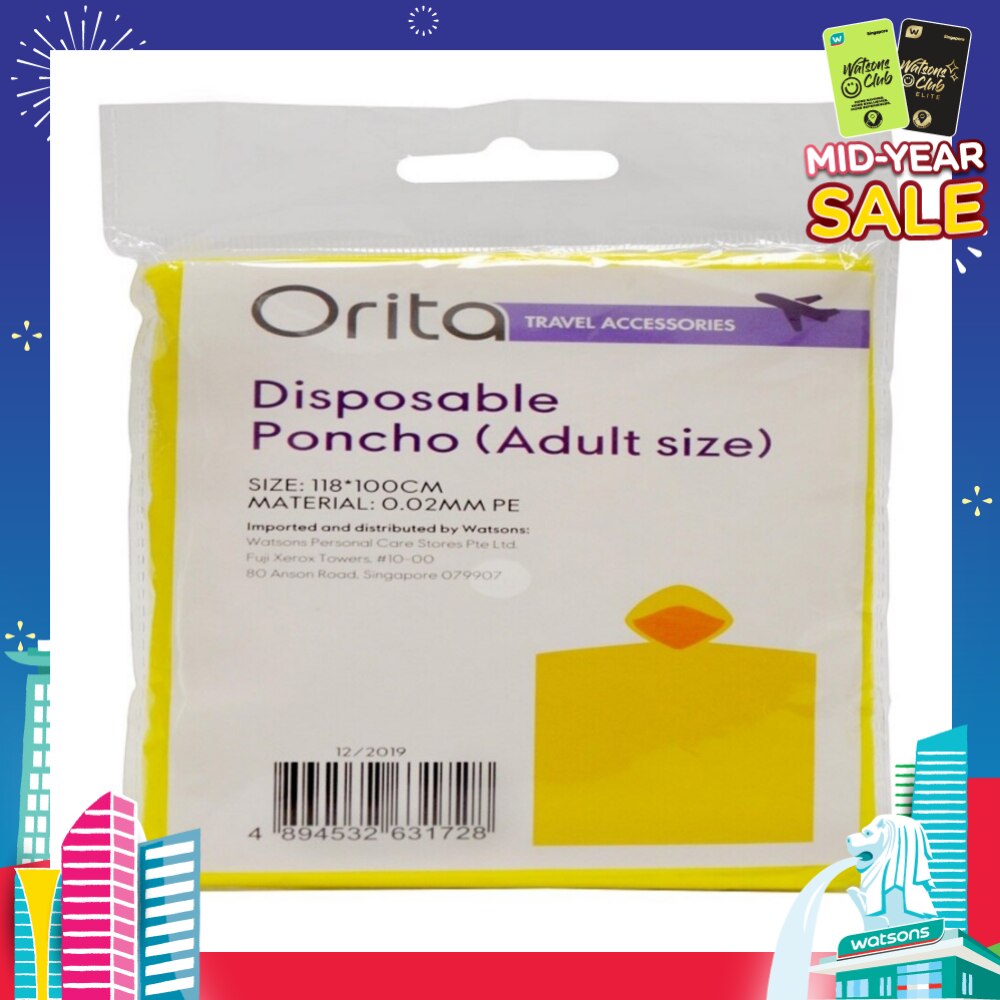 Orita Disposable Poncho Adult 1s