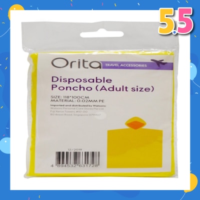 ORITA Orita Disposable Poncho Adult 1s