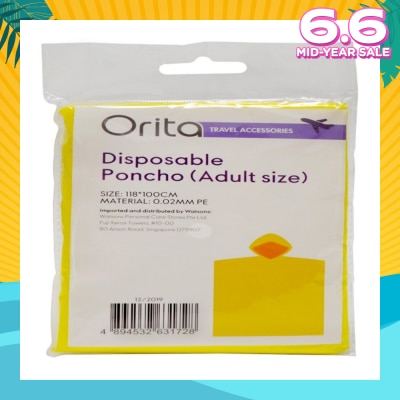 ORITA Orita Disposable Poncho Adult 1s