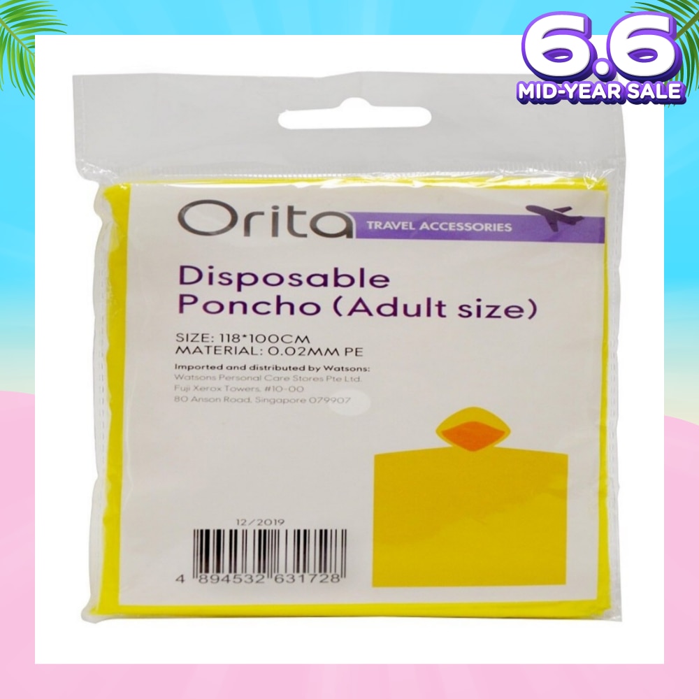 Orita Disposable Poncho Adult 1s