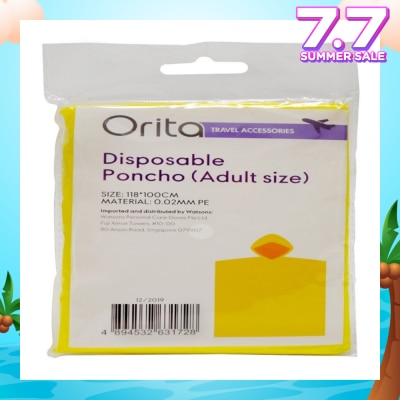 ORITA Orita Disposable Poncho Adult 1s