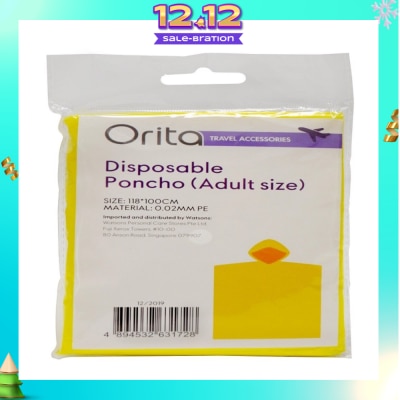 ORITA Orita Disposable Poncho Adult 1s
